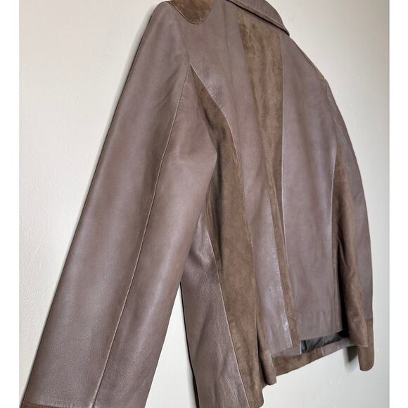 Elie Tahari Brown Genuine Lamb Leather Full-zip Jacket LARGE - Picture 6 of 7